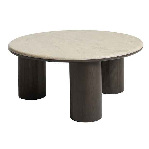Kulatý konferenční stolek s mramorovou deskou  v tmavě přírodní barvě ø 90 cm Piazze – Unique Furniture