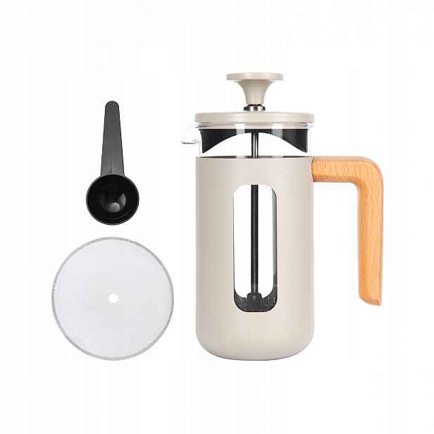 La Cafetière French press Pisa 350 ml béžová dřevěná latte rukojeť