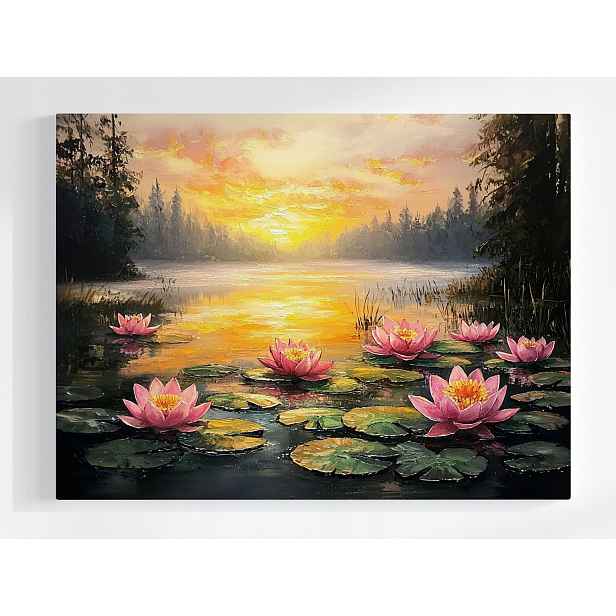 Plakát Krajina Pohled Léto Slunce Jezero Lotos Lilie 100x75