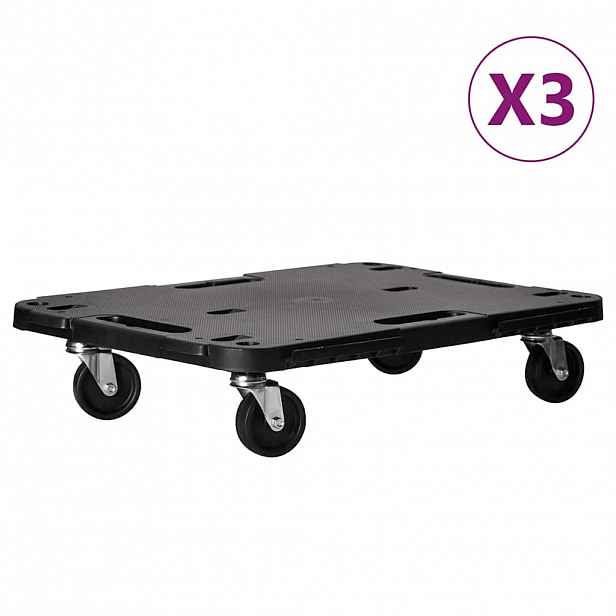 vidaXL Přepravní vozíky 3 ks černé 58 x 38 x 12 cm polypropylen