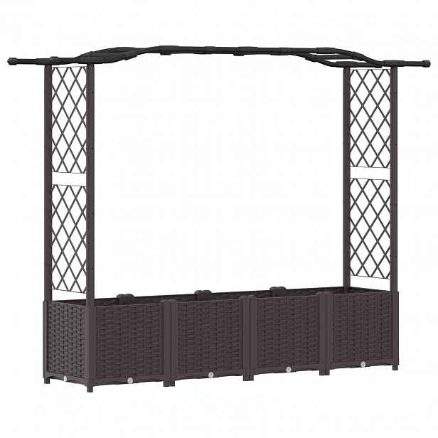 vidaXL Vyvýšený záhon s treláží a střechou Hnědá 204 x 40 x 138 cm PP
