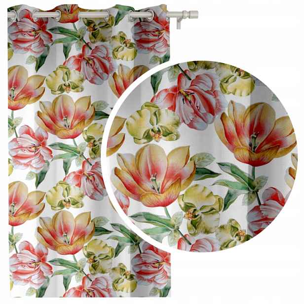 Záclony Květiny Magnolie Závěs 145x250 výška kolečka