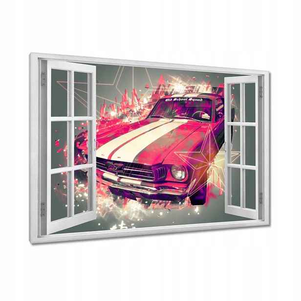 Obrazy 90x60 Růžový Ford Mustang
