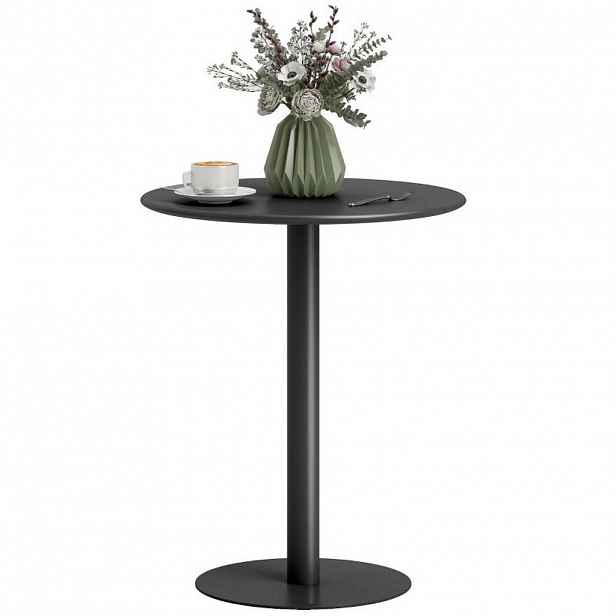 OKWISH JÍDELNÍ stůl 60/60/72 cm černý z oceli kulatý a prostorově úsporný