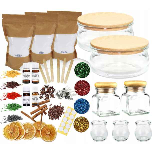 Sada na výrobu svíček Diy sada elegantní sklo 210 ml sklenice 120 ml