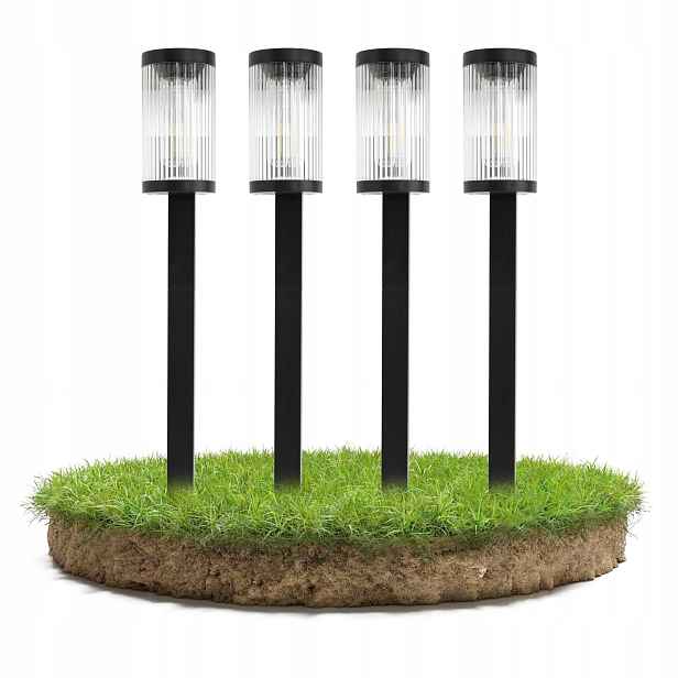 Solární zahradní stojací lampa 58 cm Sada silných sloupků 4x