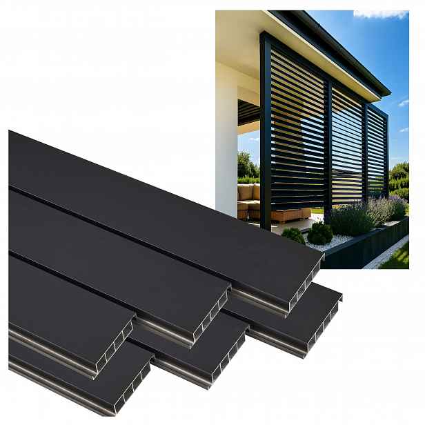6 X Pohyblivá Prkna Pro Žaluzie Shutters Panel Altán Pergola Černá 150 CM