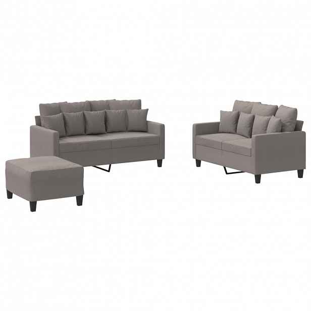 vidaXL 3dílná sedací souprava s poduškami taupe textil