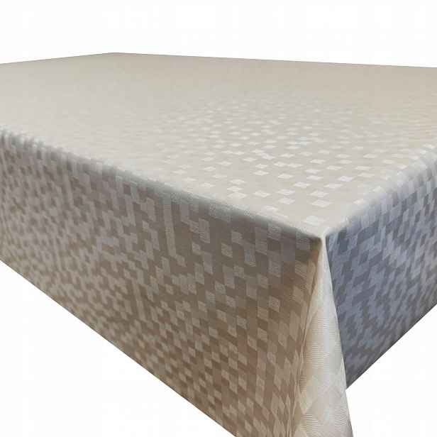 Béžový Skvrnitý Ubrus Moderní Pvc Polyester Mřížka 135x450