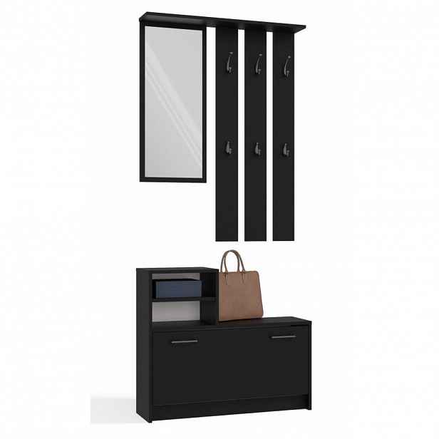 RAUMHIRSCH FURNITURE ŠATNA praktická šatní souprava se zrcadlem černá 85/180/24