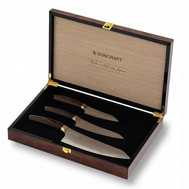 Sada japonských nožů Suncraft Elegancia Chef, Petty, Paring