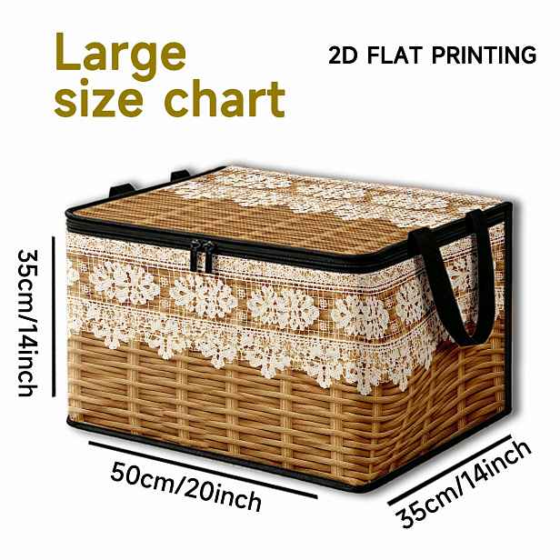 TEMU 1 ks Elegantní úložný krajkovým potiskem - Skládací organizér s měkkým látkovým víkem, velká kapacita, odolný polyester a zapínání na zip,