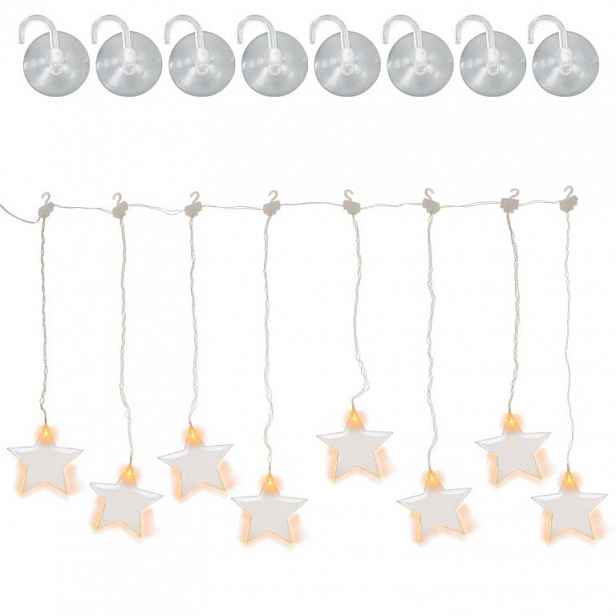Nexos Světelný závěs Hvězdy, 8 led, teple bílá