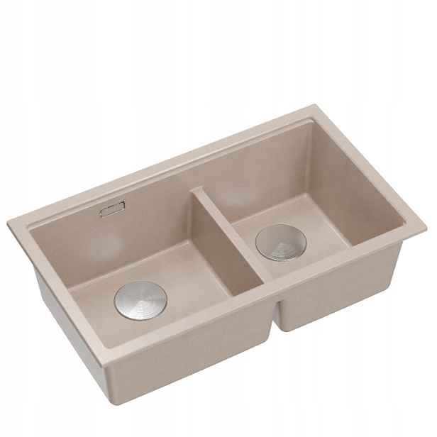 Quadron Logan 120 2-komorový zapuštěný dřez 76x45x23,5 Béžová Ocel