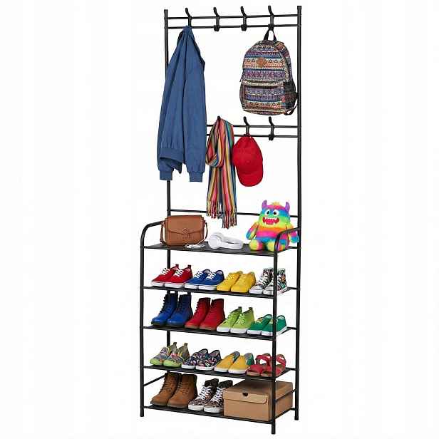 Věšák na oblečení do předsíně Regál na boty 170×60×26 cm Černý