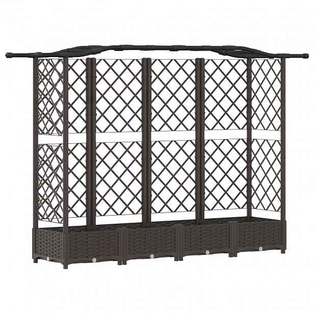 vidaXL Vyvýšený záhon s treláží a střechou Hnědá 203,5 x 40 x 123 cm
