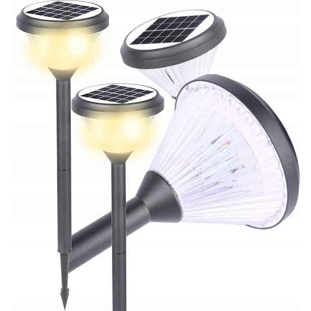 2x Solární Lampa Zapichovací Zahradní Led Sloupek 2W Soumrakový Senzor 50CM