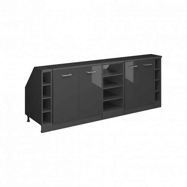 Vicco ŠATNÍ SESTAVA PRO ŠIKMÉ STŘECHY Rion Antracitový vysoký lesk 210 cm Sada 5 korpusů skříně hloubka 60 cm