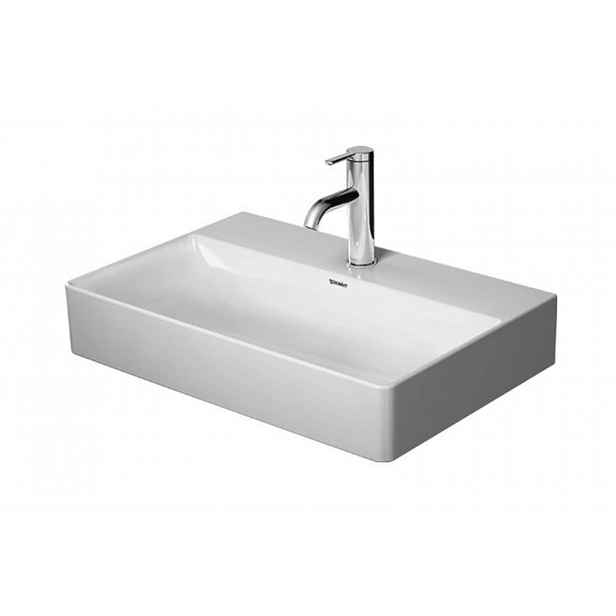 Duravit DuraSquare - Umyvadlo 60x40 cm, bez přepadu, s otvorem pro baterii, DuraCeram, WonderGliss, bílá 23566000411