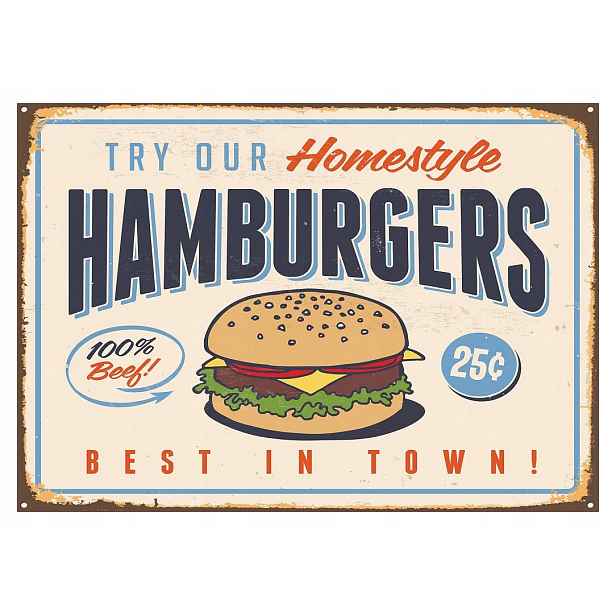 Fototapeta Homestyle Hamburgers Hovězí maso Best in Town 200x140 lepidlo