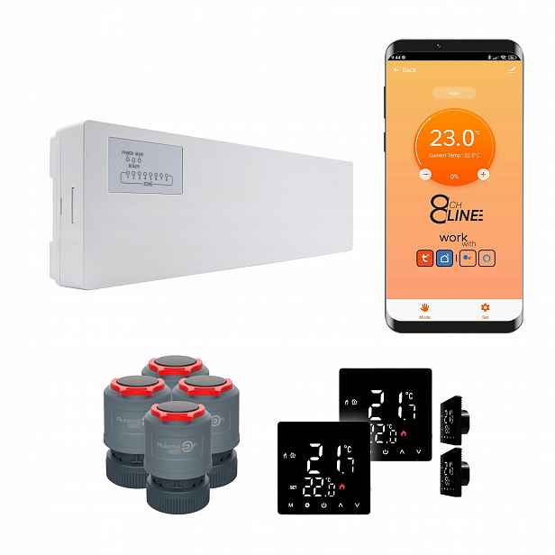 Přechodová sada pro podlouhlé vytápění Line 4 pokojů termostat Std Zigbee černá