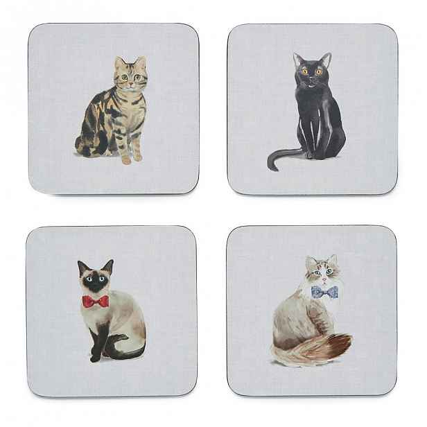 Sada 4 modrých podtácků Cooksmart ® Curious Cats