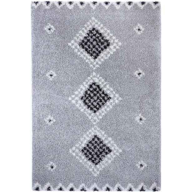 Šedý tlustý koberec typu shaggy do obývacího pokoje, vzor boho 200 x 290 cm