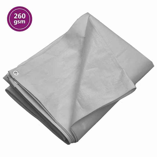 vidaXL Plachta 260 g/m² 6 x 10 m šedá HDPE