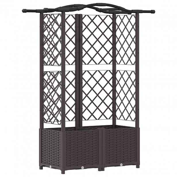vidaXL Vyvýšený záhon s treláží a střechou Hnědá 122 x 40 x 138 cm PP