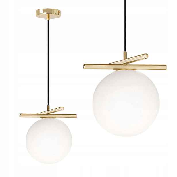 Zlatá závěsná stropní lampa Skleněný lustr Bílá koule