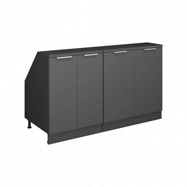 Vicco SADA SKŘÍNÍ PRO ŠIKMOU STŘECHU Rion Antracitově zlatý 140 cm Sada 2 korpusů skříně hloubka 60 cm