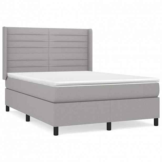vidaXL Box spring postel s matrací světle šedá 140 x 200 cm textil