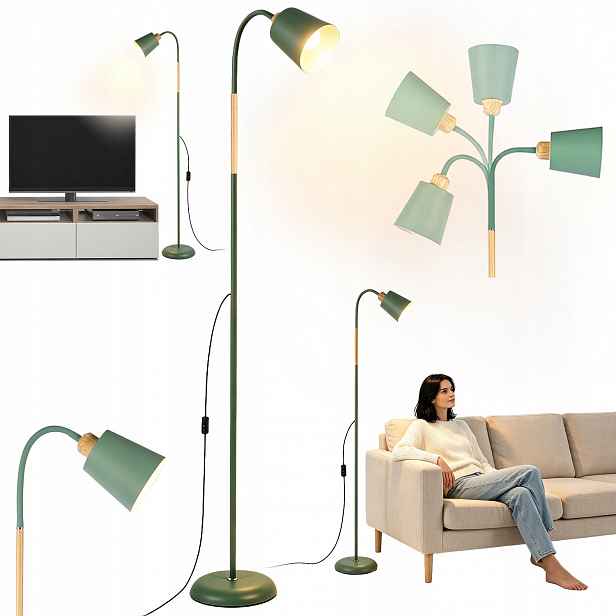 Moderní stojící podlahová lampa E27, moderní, zelená, do obývacího pokoje, loft