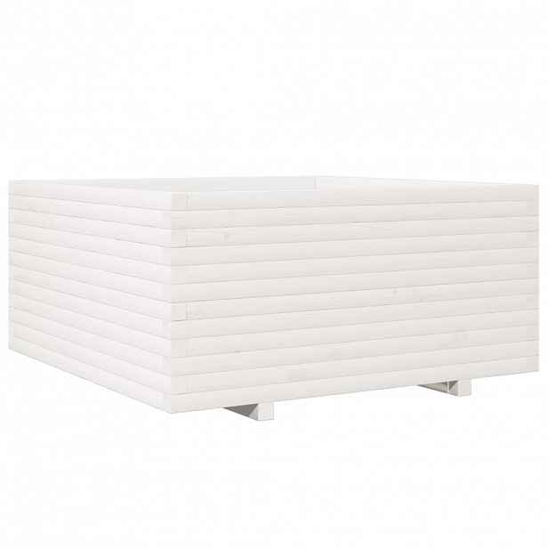 vidaXL Zahradní truhlík bílý 100 x 100 x 49,5 cm masivní borové dřevo
