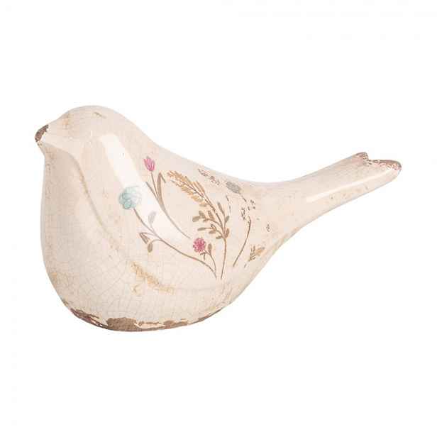 Keramická dekorace ptáček s kvítky Floral Cartoon M - 22*9*12 cm Clayre & Eef