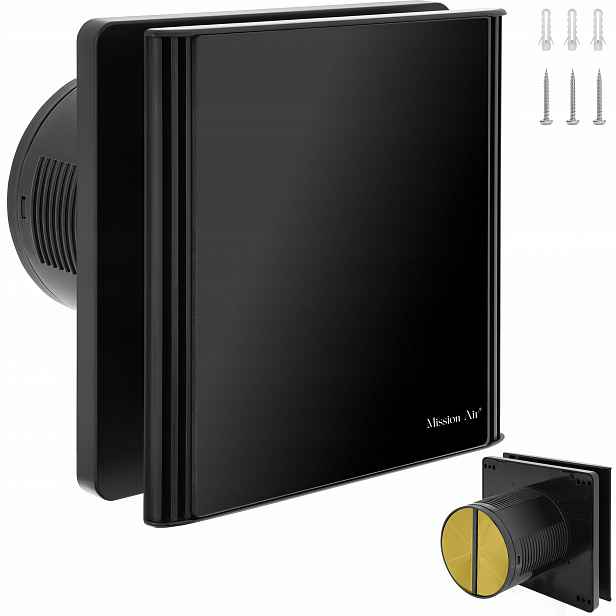 Koupelnový Ventilátor Mission Air Edge 120 S Černý Moderní Tichá Klapka