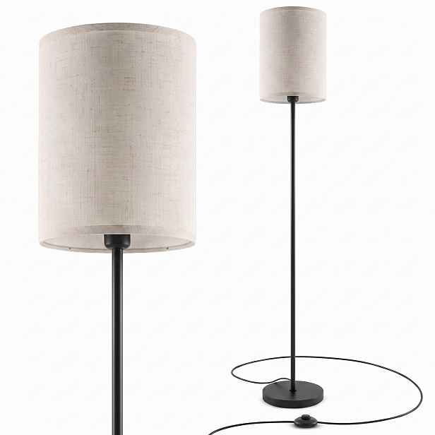 Stojací Led podlahová lampa 160 cm pro čtení s Abažurem Béžová E27 Vypínač