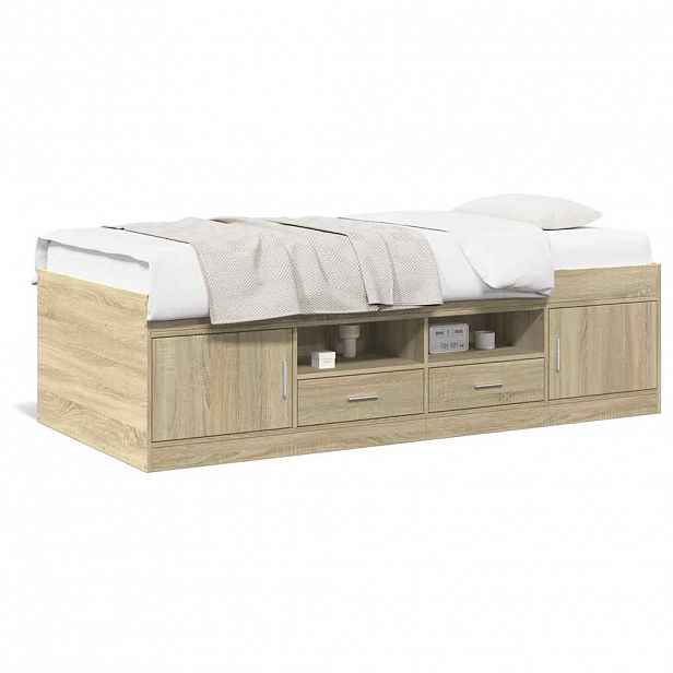vidaXL Válenda se zásuvkami bez matrace dub sonoma 90 x 200 cm