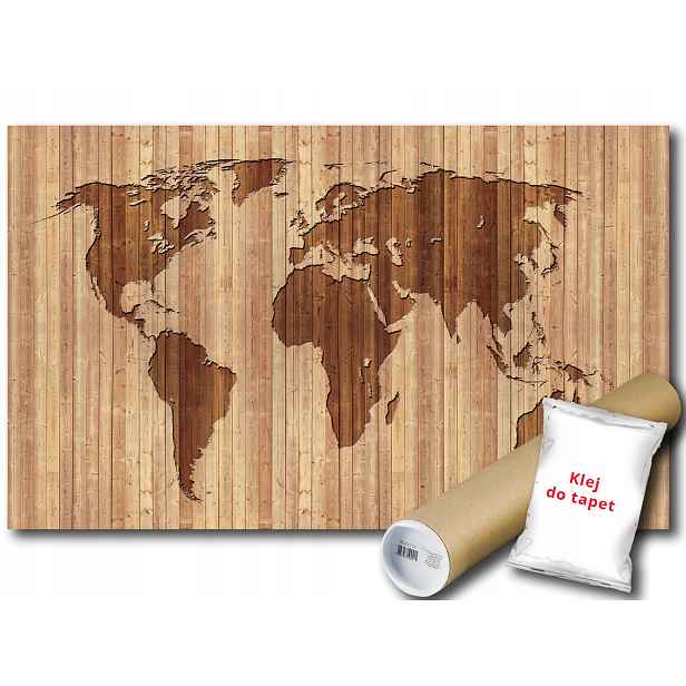Vliesová fototapeta Mapa světa dřevo 208x146