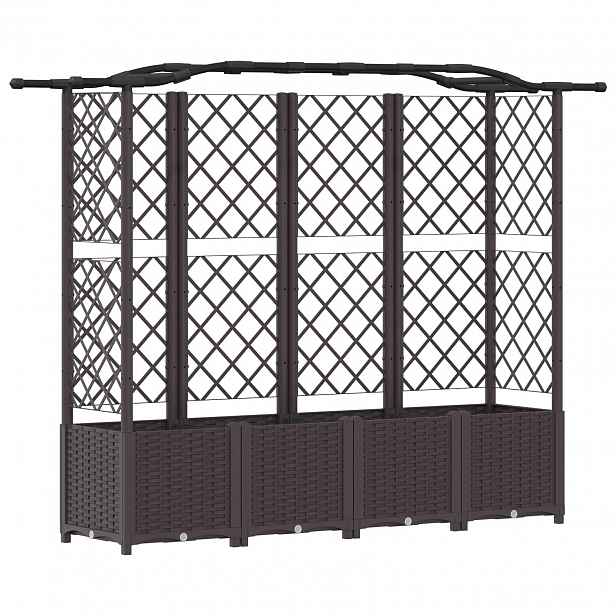 vidaXL Vyvýšený záhon s treláží a střechou Hnědá 204 x 40 x 138 cm PP