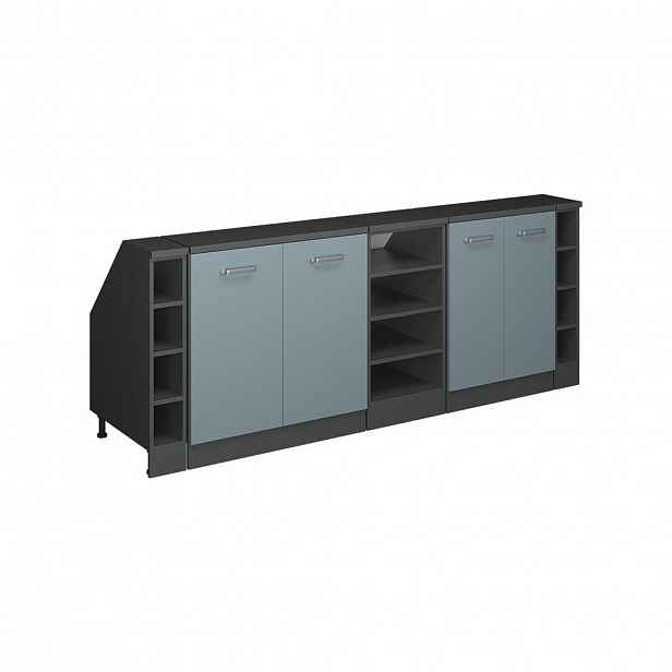 Vicco ŠATNÍ SESTAVA PRO ŠIKMÉ STŘECHY Rion Modrošedá 210 cm Sada 5 korpusů skříně hloubka 60 cm