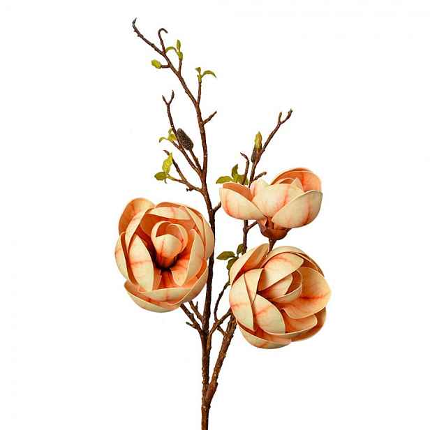 Dekorace umělá větvička Magnólie s oranžovými květy - 20*20*106 cm Clayre & Eef