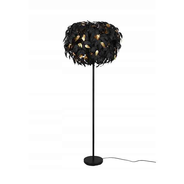 Podlahová lampa strom černé a zlaté listy Rl