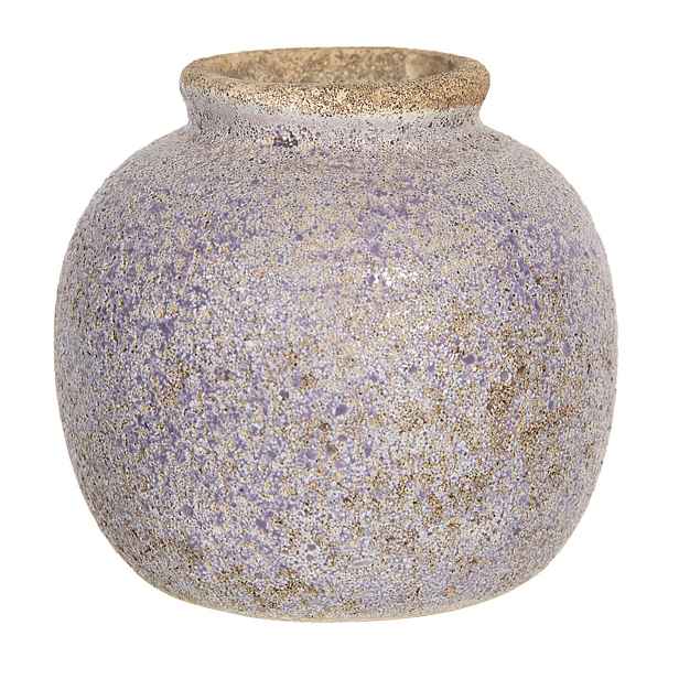 Retro váza s nádechem fialové a odřeninami - Ø 8*8 cm  Clayre & Eef