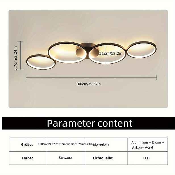 TEMU Moderní bílo-černé LED stropní svítidlo s dálkovým ovládáním, dostupné ve variantách 56W, 55W a 54W, vhodné do obývacích pokojů, ložnic a