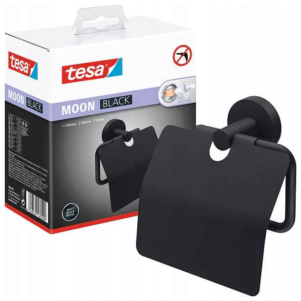 Držák na toaletní papír Samolepicí Závěsný Tesa Moon Black Kovový