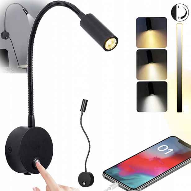 Noční Lampa Na Stůl Pro Čtení Nástěnná Kreslicí Lampa 3W S Usb