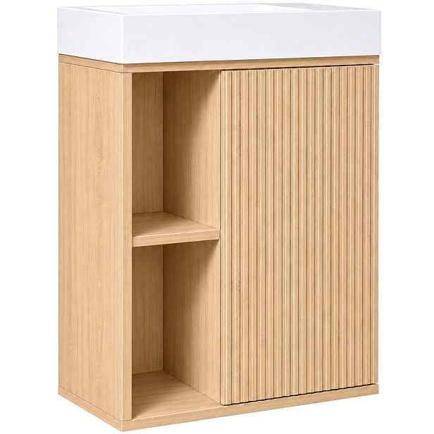 Umyvadlová skříňka pro WC Sofia - dub Vicenza + umyvadlo z lit. mramoru Sofia - bílá matná - 50x70x25 cm