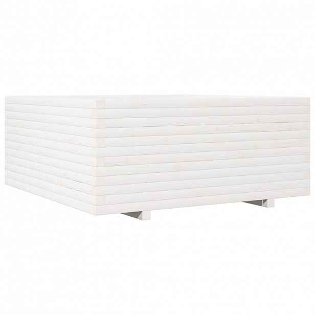 vidaXL Zahradní truhlík bílý 110 x 110 x 49,5 cm masivní borovice