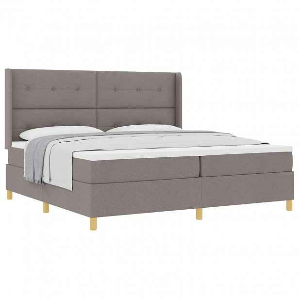 vidaXL Postel s boxspringem s čelo Taupe 200 x 200 cm textil
